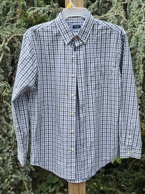 Arrow Blue and White Gingham Button-Down Dress Shirt